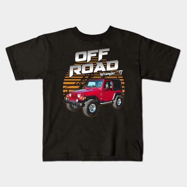 Jeep Wrangler TJ jeep car offroad name Kids T-Shirt by Madisen Harvey